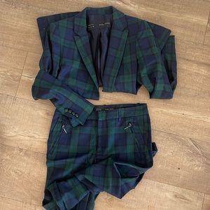 Zara matching checkered pants and blazer
